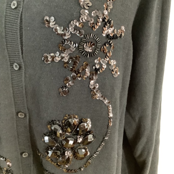 NWT VTG DG2 by DIANE GILMAN XL BLACK JERSEY KNIT CARDIGAN BEADED SPECIAL EVENT - Picture 9 of 11